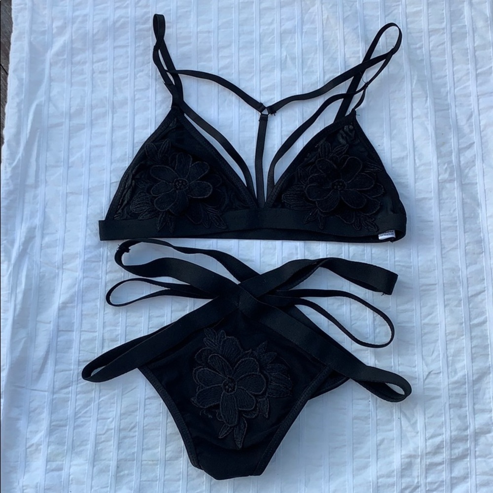 Black bralette and brief set